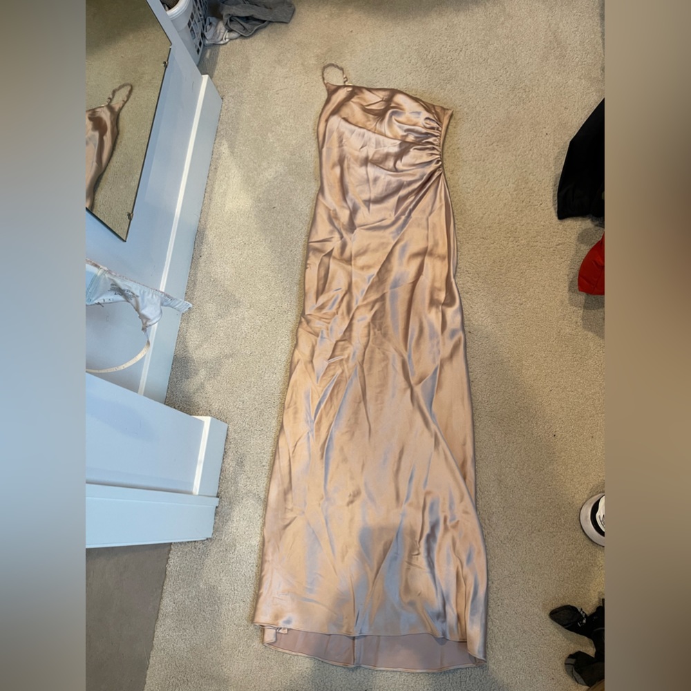 Revelry gold champagne bridesmaids dress